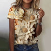 Elegant 3d Floral Printing High Stretch Tees T-Shirts Mssza