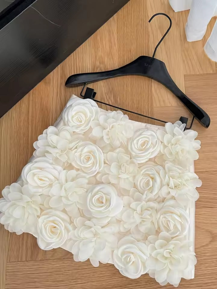 Elegant A-link Three-Dimensional Decoration Floral Mini Skirt Mssza