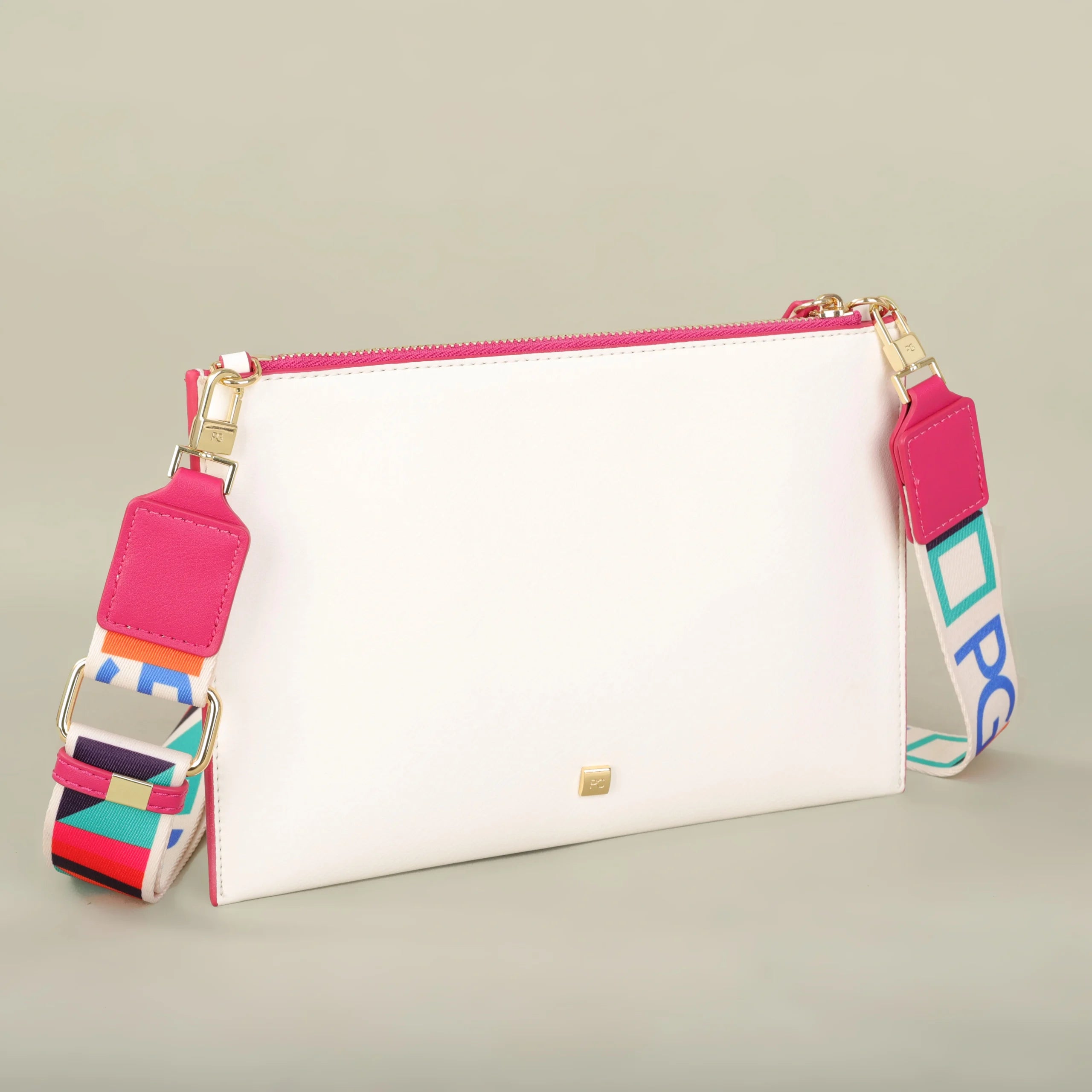 Elegant Appliques Letter Zipper Open Pocket Handheld Bag Mssza