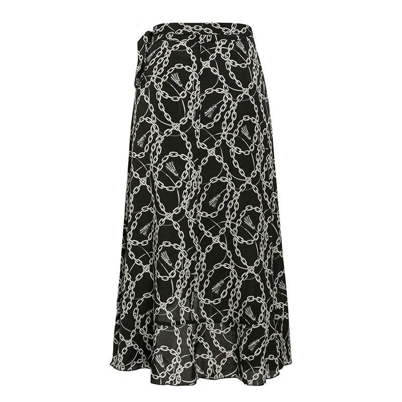 Elegant Asymmetrical Lace Up Long Wrap Print Midi Skirts Mssza