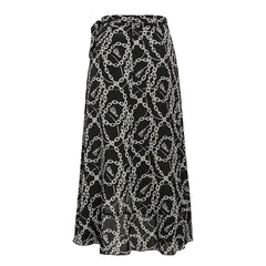 Elegant Asymmetrical Lace Up Long Wrap Print Midi Skirts Mssza