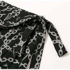 Elegant Asymmetrical Lace Up Long Wrap Print Midi Skirts Mssza