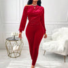 Elegant Asymmetrical Long Sleeve One-Shoulder Natural Waist Ankle Length Mssza