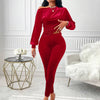 Elegant Asymmetrical Long Sleeve One-Shoulder Natural Waist Ankle Length Mssza