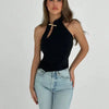 Elegant Asymmetrical Solid Retro Stand Collar Sleeveless Cut Out T-shirt Mssza