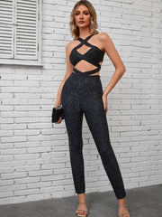 Elegant Backless Bandage Bodycon Jumpsuit Birthday Party Outfit Mssza