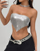 Elegant Backless Bandage Chic Metal Sequins Sleeveless Strapless Crop Top Mssza