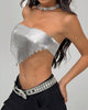 Elegant Backless Bandage Chic Metal Sequins Sleeveless Strapless Crop Top Mssza
