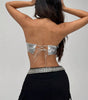 Elegant Backless Bandage Chic Metal Sequins Sleeveless Strapless Crop Top Mssza