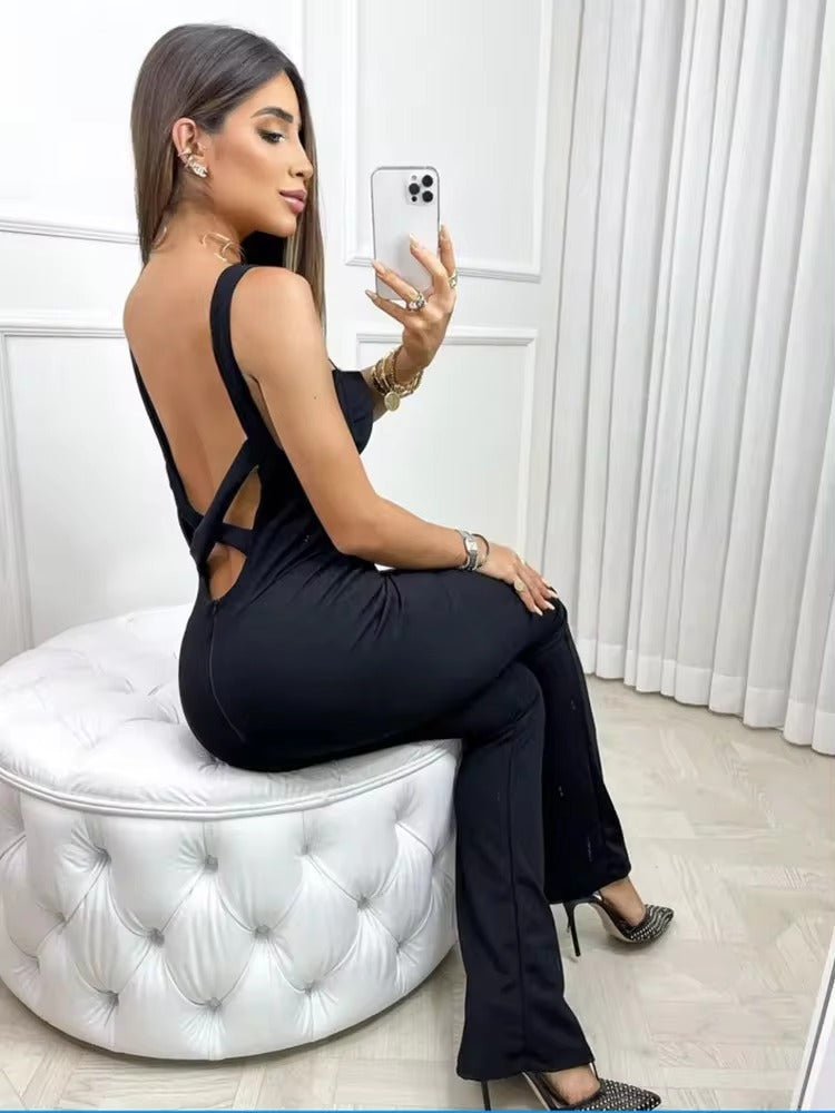 Elegant Backless Cut Out Bodycon Bandage High Street Jumpsuit Rompers Mssza
