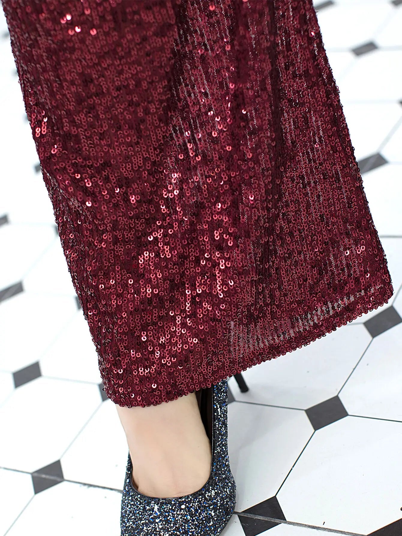 Elegant Backless Sequin Jumpsuit One Piece Birthday Party Outfits Mssza