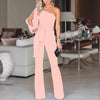 Elegant Banquet High Waist Tie Up Solid Color Slant Shoulder Jumpsuit Mssza