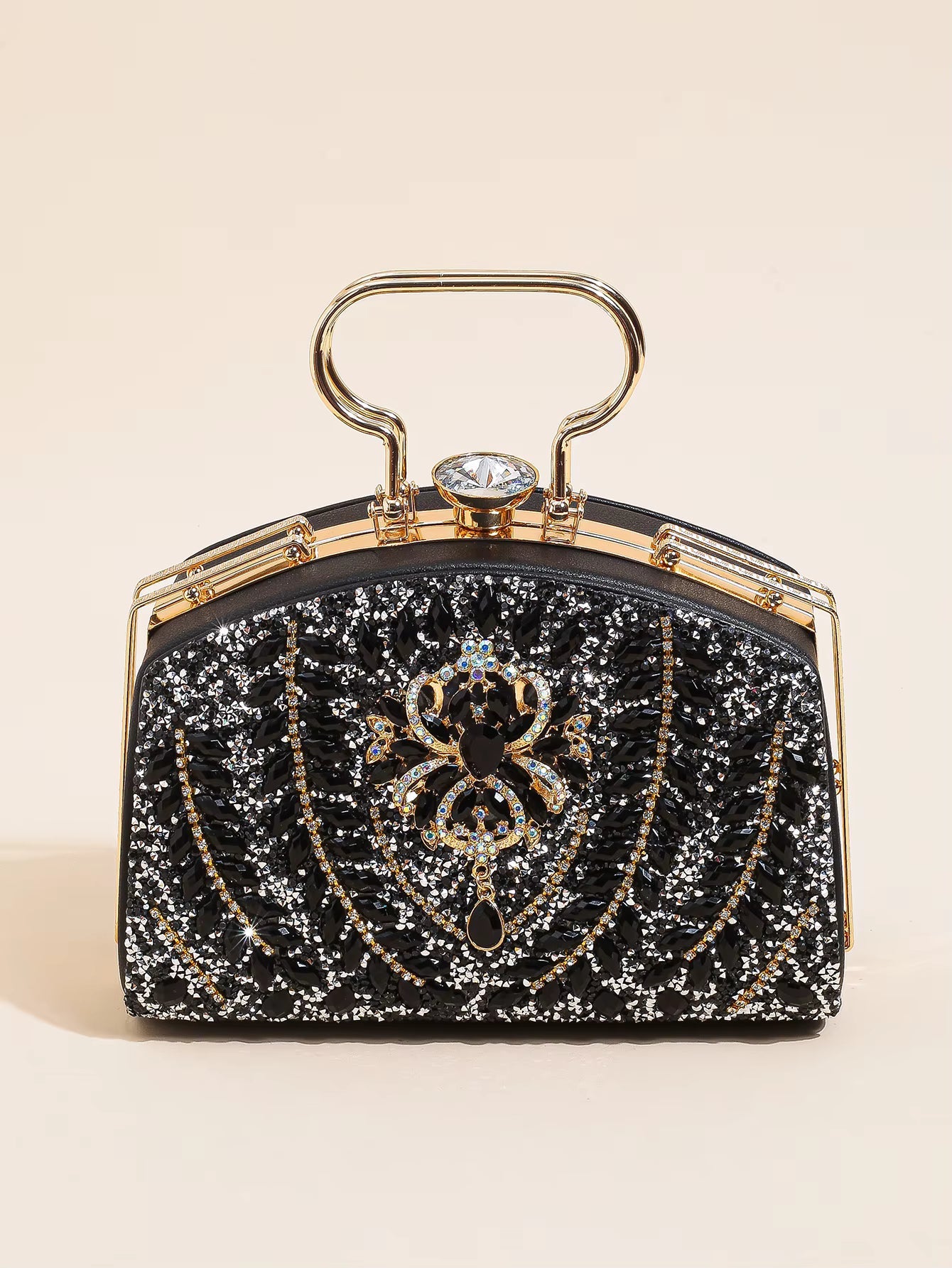 Elegant Beads Decor Classic Glitter Luxury Party Mini Satchel Dinner Bag Mssza