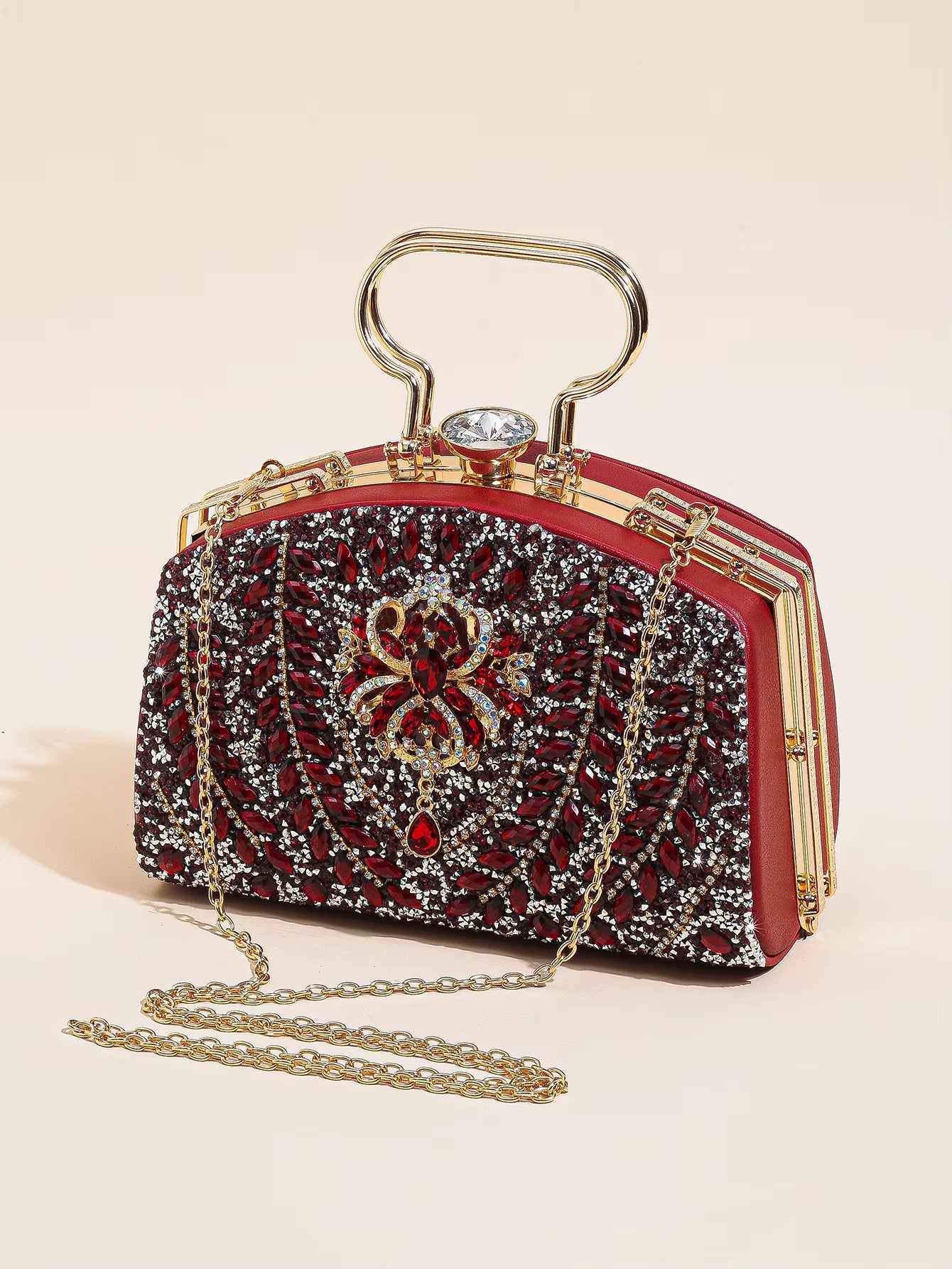 Elegant Beads Decor Classic Glitter Luxury Party Mini Satchel Dinner Bag Mssza