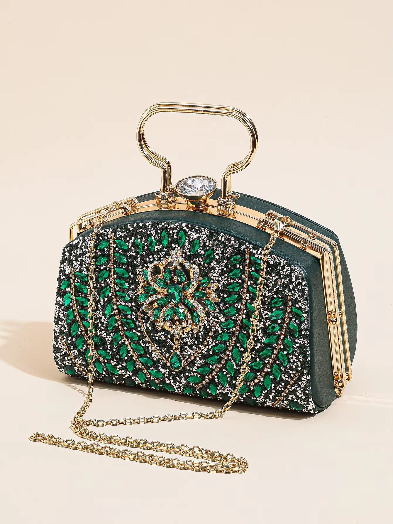 Elegant Beads Decor Classic Glitter Luxury Party Mini Satchel Dinner Bag Mssza