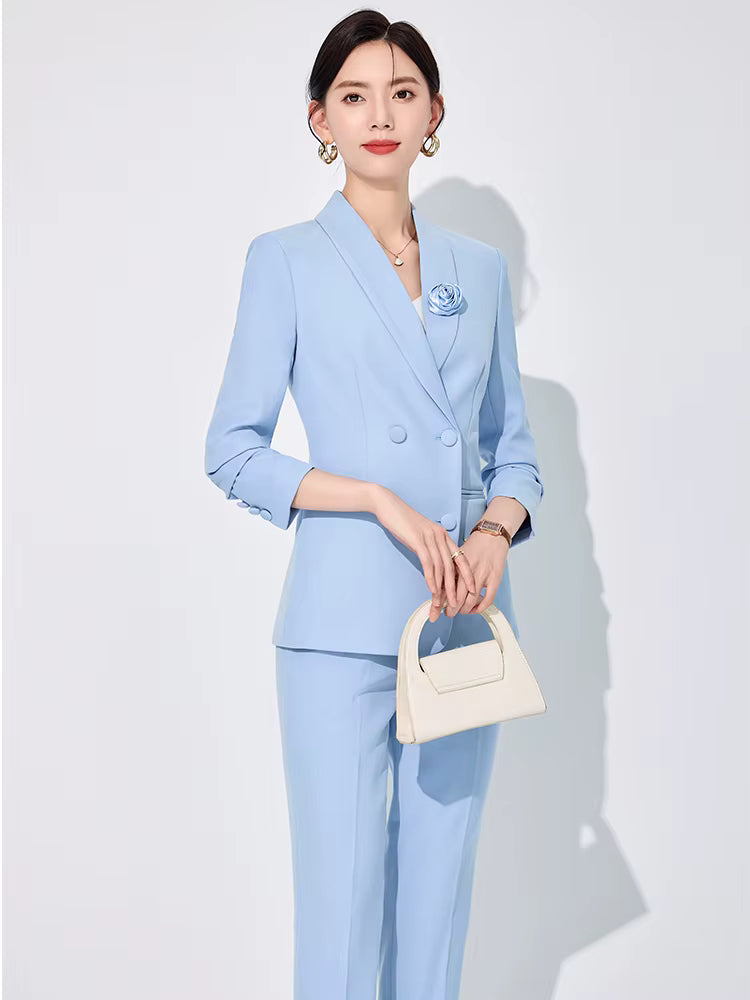 Elegant Business Work Blazer And Ankle-Length Pant 2 Piece Suit Mssza