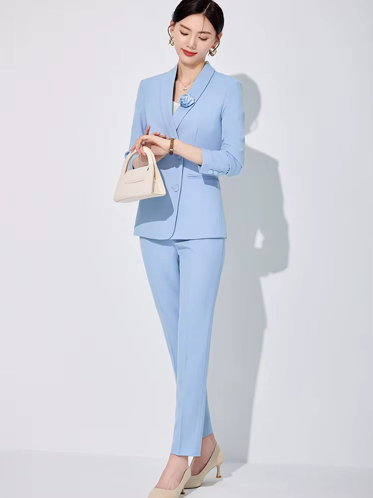 Elegant Business Work Blazer And Ankle-Length Pant 2 Piece Suit Mssza