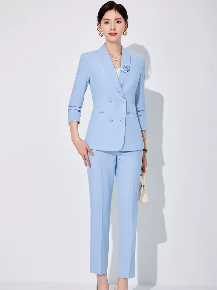 Elegant Business Work Blazer And Ankle-Length Pant 2 Piece Suit Mssza