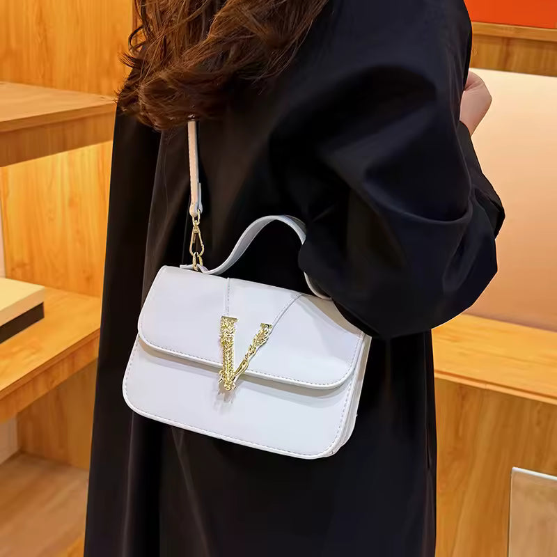 Elegant Casual Lock Buckle Small Square Shoulder Crossbody Bag Mssza