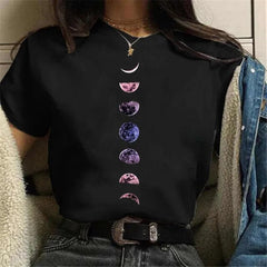 Elegant Casual Moon Space Tee â€?Women's Stylish Summer Top Mssza