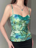 Elegant Chic Floral Flower Print Slight Stretch Blouses Camis Top Mssza