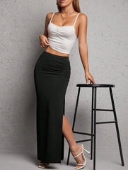 Elegant Chic Side Split High-Waisted Long Bodycon Skirts Mssza