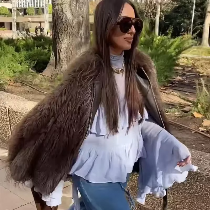 Elegant Chiffon Ruffle Shirts Oversize Long Flare Sleeve O-neck Loose T-shirt Mssza