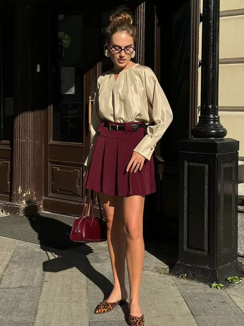 Elegant Classic Pleated Loose High Waist Mini Skirts Streetwear Mssza