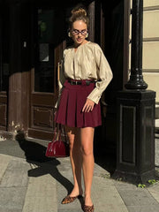 Elegant Classic Pleated Loose High Waist Mini Skirts Streetwear Mssza