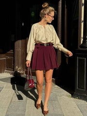 Elegant Classic Pleated Loose High Waist Mini Skirts Streetwear Mssza