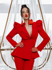 Elegant Classic V-neck Single Button Business Wedding Tuxedo Blazer Office Pant Suits Mssza