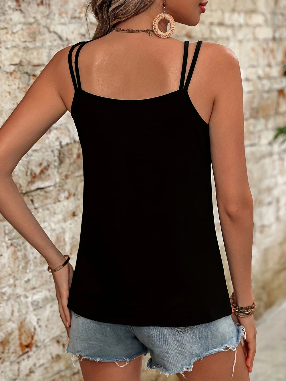 Elegant Color Block Striped Casual Indie Folk V Neck Camis Vacation Sleeveless Tank Tops Mssza