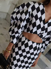 Elegant Crop Shirt With High Waist Long Skirt Loose Print Two Pieces Set Mssza
