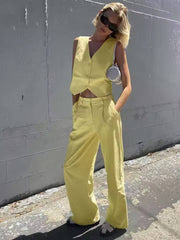 Elegant Crop Tank Tops And  Bottoms 2 Piece Set Mssza