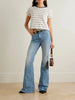Elegant Cross border Washed Slim fit High waisted Bell bottom Pants Mssza
