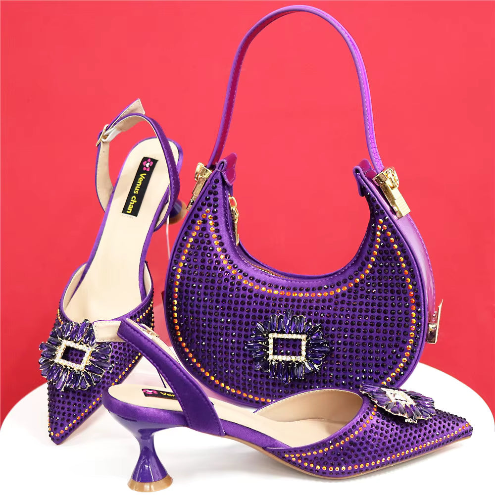 Elegant Crystal Comfortable Evening Shoes And Capacity Bag Mssza