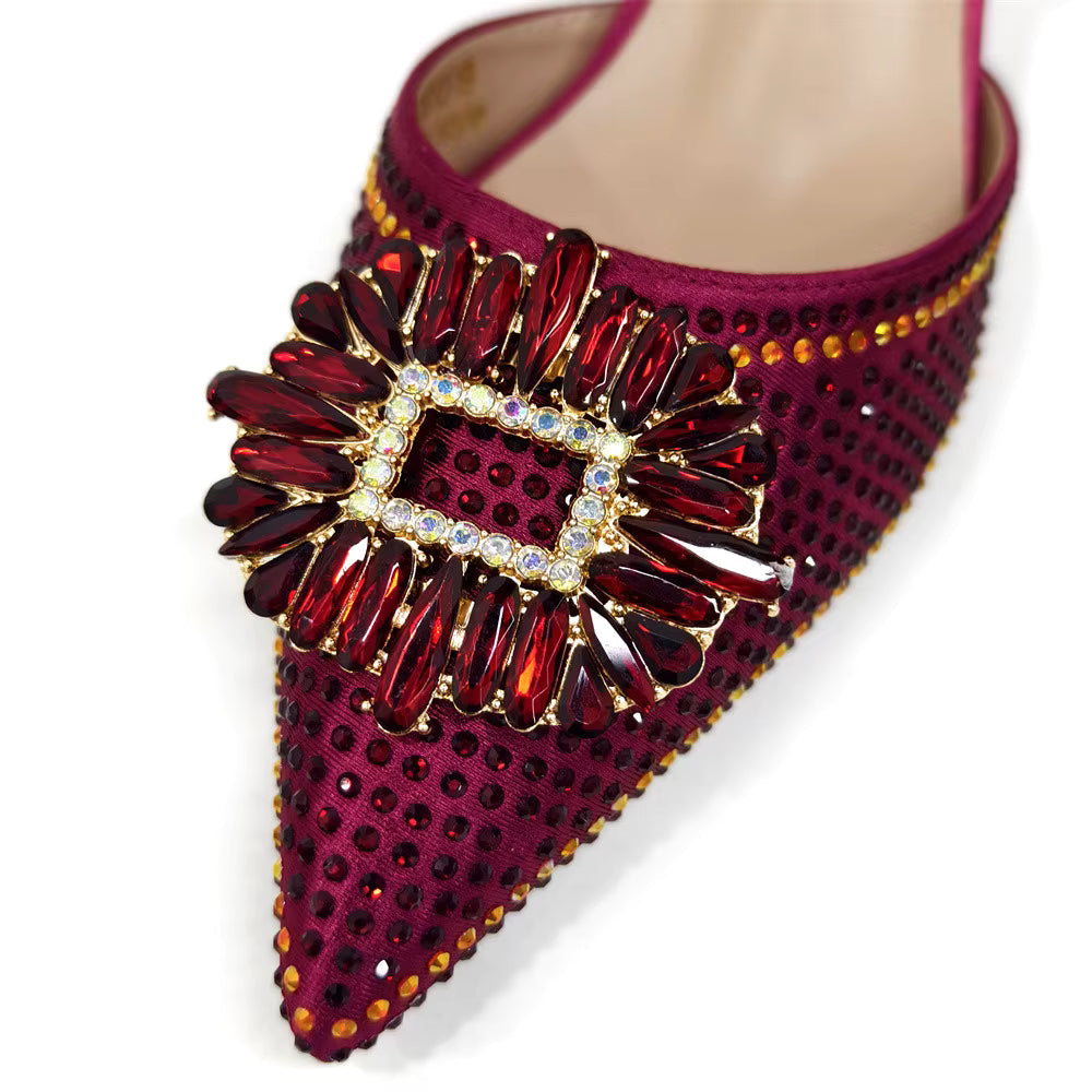 Elegant Crystal Comfortable Evening Shoes And Capacity Bag Mssza