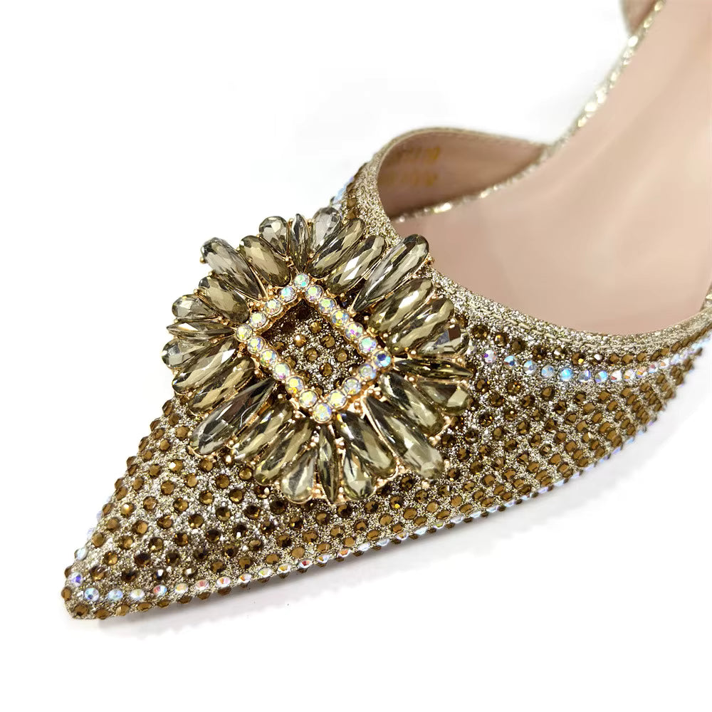 Elegant Crystal Comfortable Evening Shoes And Capacity Bag Mssza