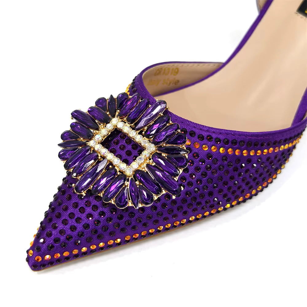 Elegant Crystal Comfortable Evening Shoes And Capacity Bag Mssza