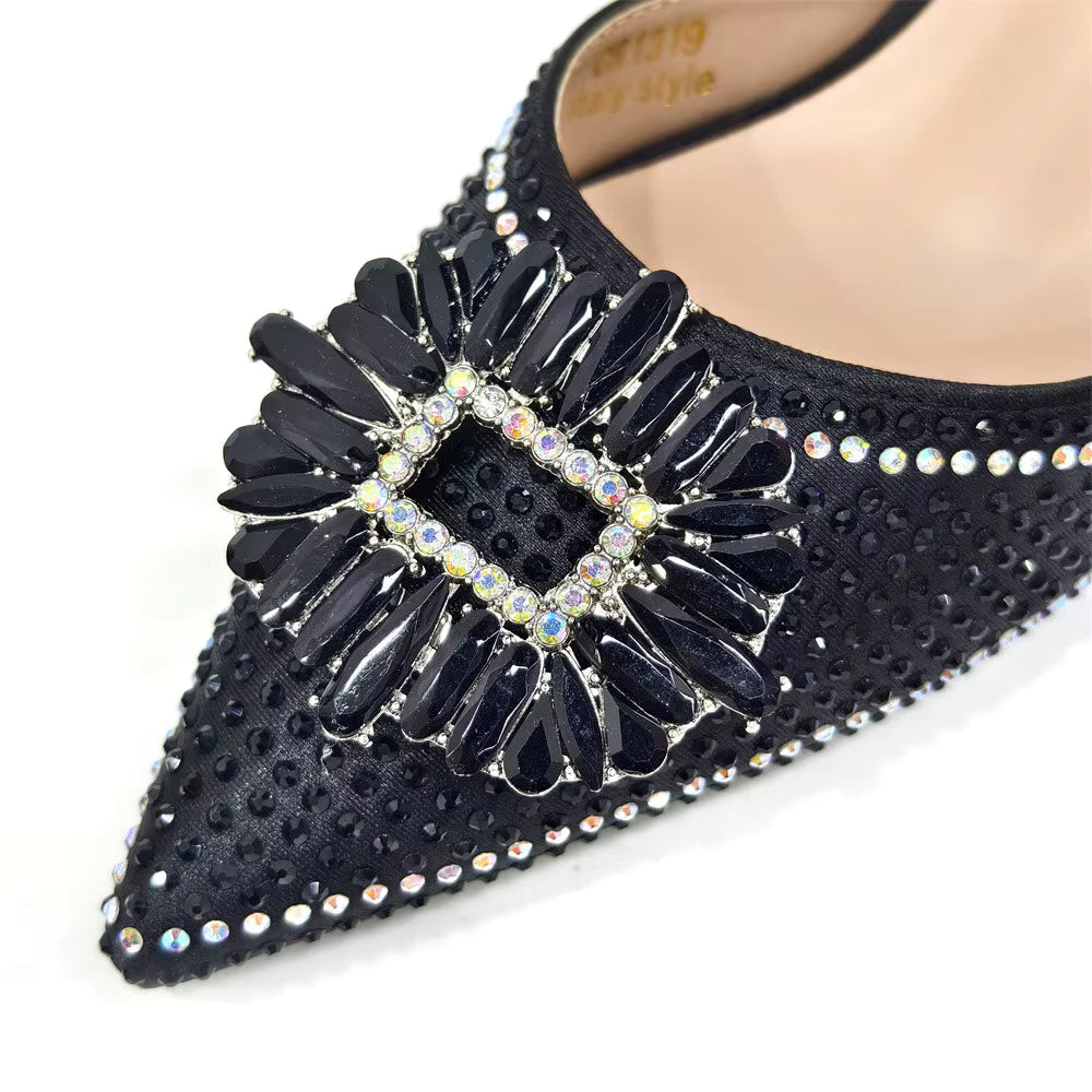 Elegant Crystal Comfortable Evening Shoes And Capacity Bag Mssza