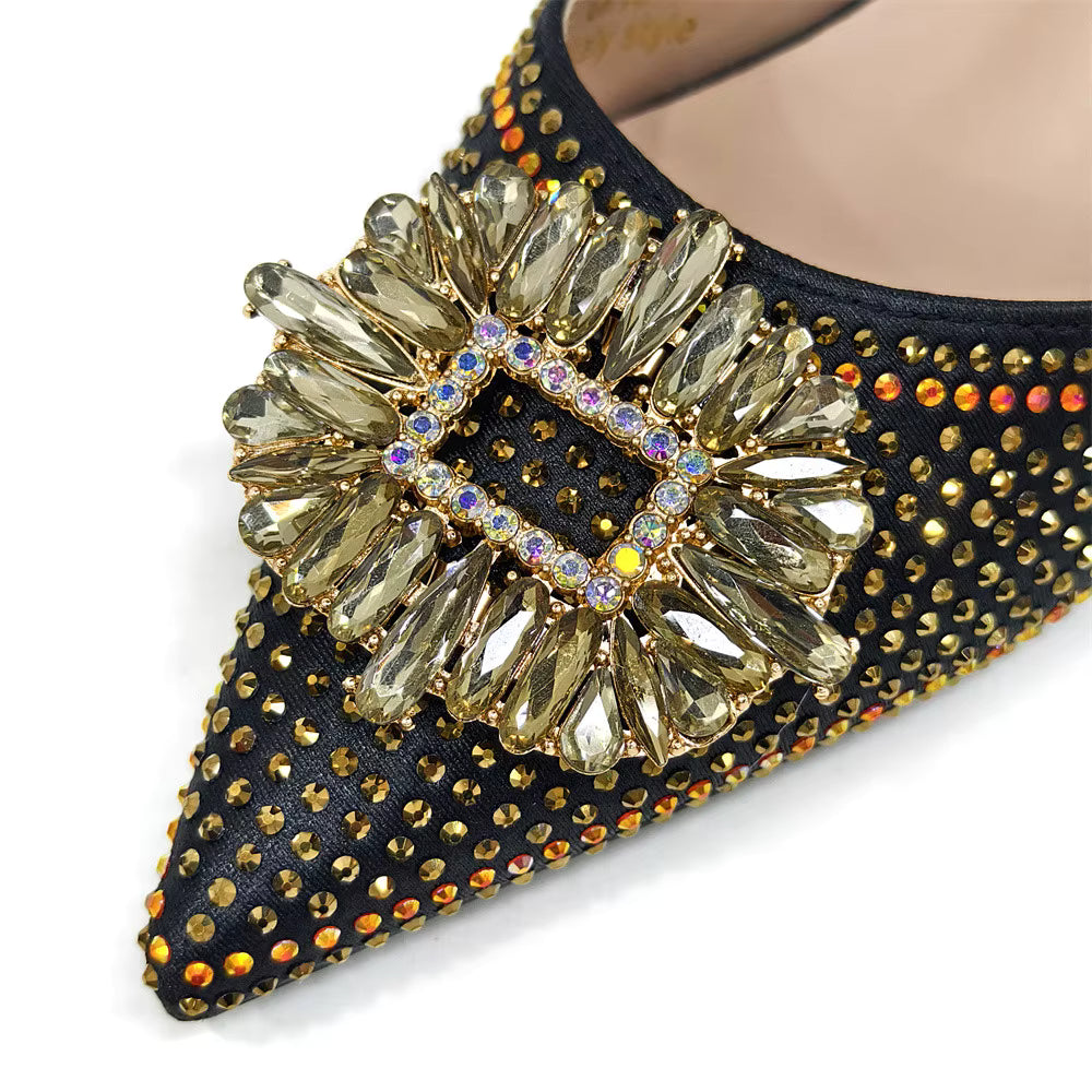 Elegant Crystal Comfortable Evening Shoes And Capacity Bag Mssza