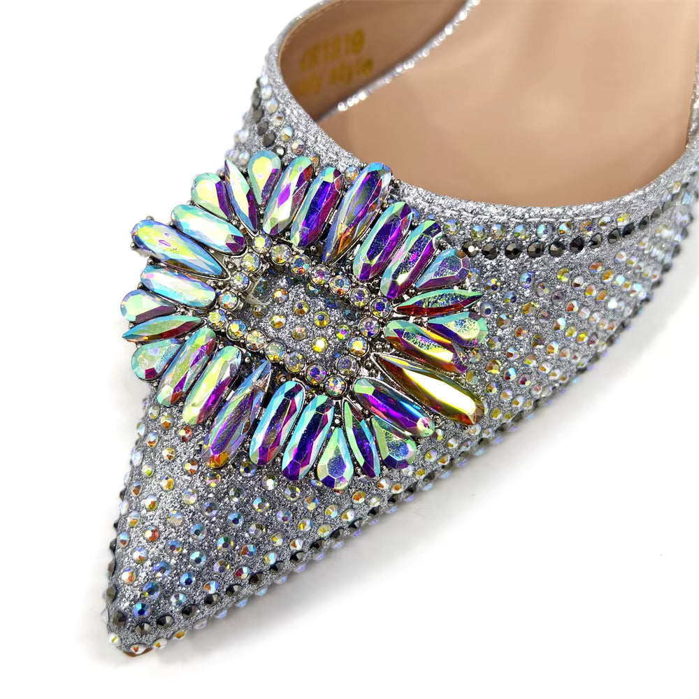 Elegant Crystal Comfortable Evening Shoes And Capacity Bag Mssza