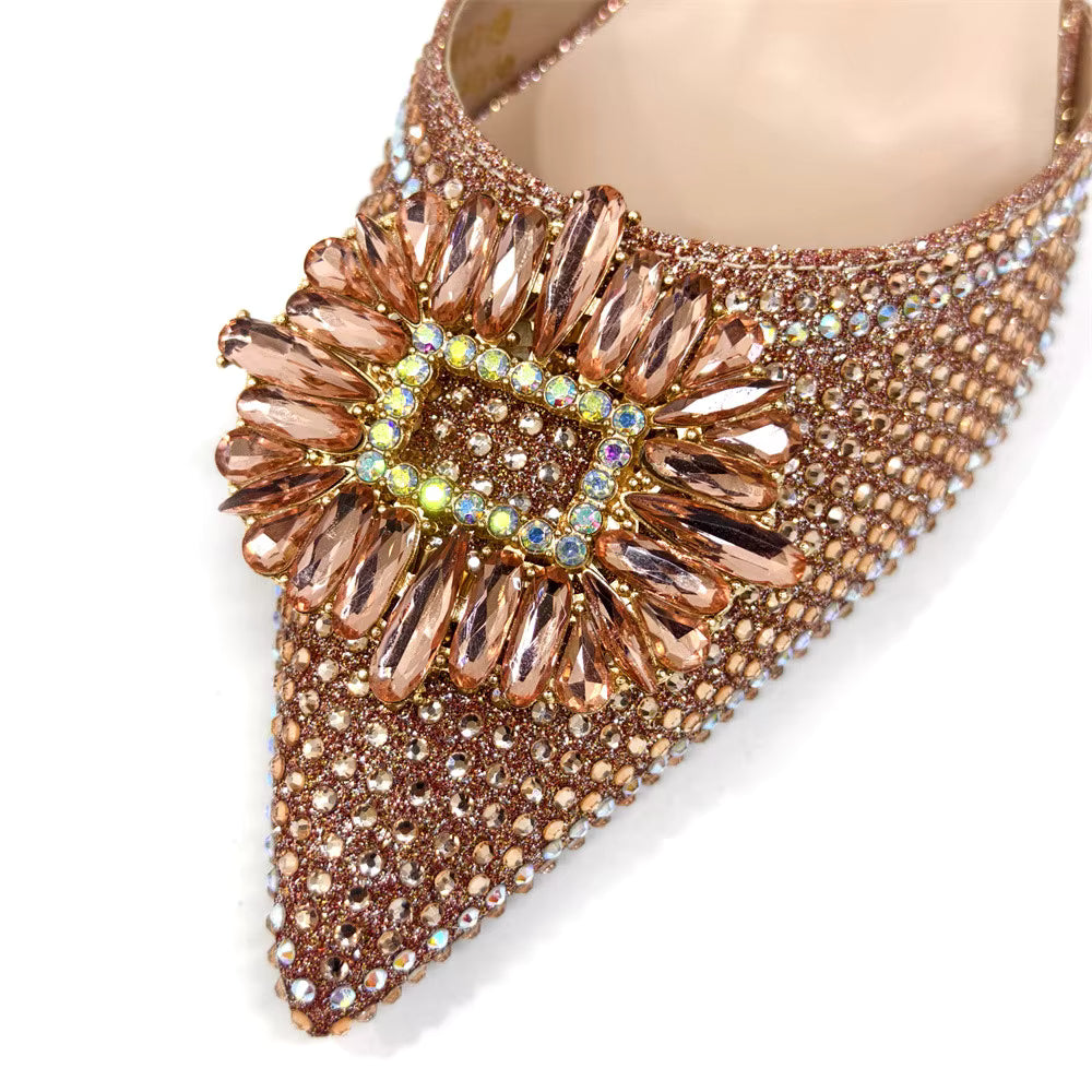 Elegant Crystal Comfortable Evening Shoes And Capacity Bag Mssza