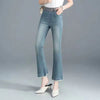 Casual Flare button fly Elastic Band Flash Office Lady Washed Pants Mssza
