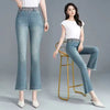 Casual Flare button fly Elastic Band Flash Office Lady Washed Pants Mssza