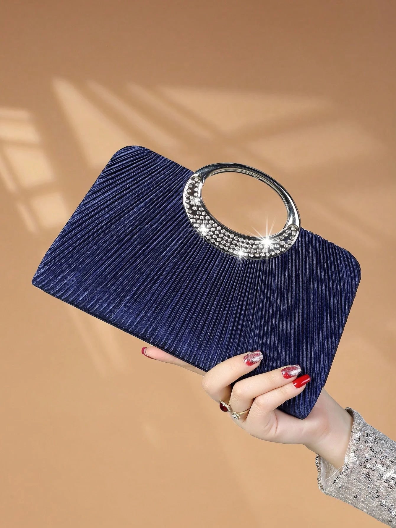 Elegant Design Sparkling Glitter With Simple Crystal Evening Wedding Crossbody Handbag Mssza