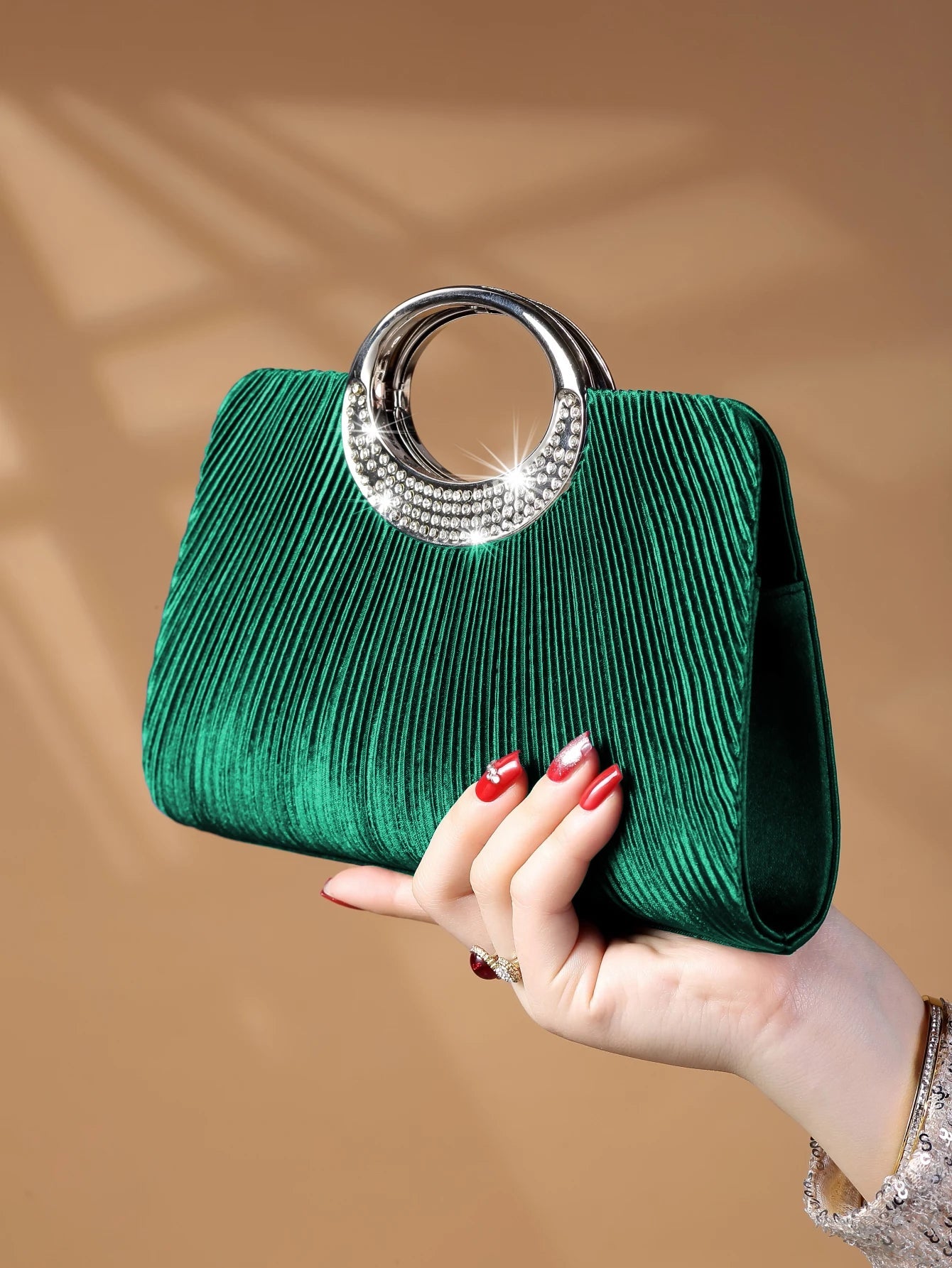 Elegant Design Sparkling Glitter With Simple Crystal Evening Wedding Crossbody Handbag Mssza
