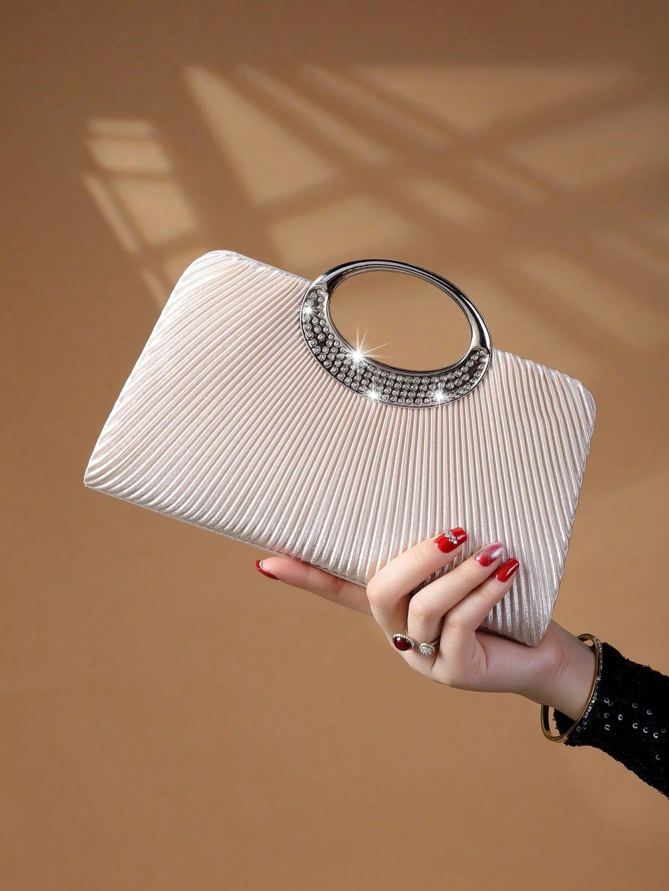 Elegant Design Sparkling Glitter With Simple Crystal Evening Wedding Crossbody Handbag Mssza