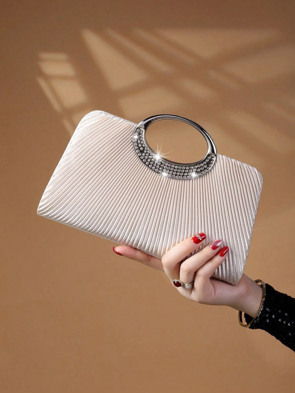 Elegant Design Sparkling Glitter With Simple Crystal Evening Wedding Crossbody Handbag Mssza