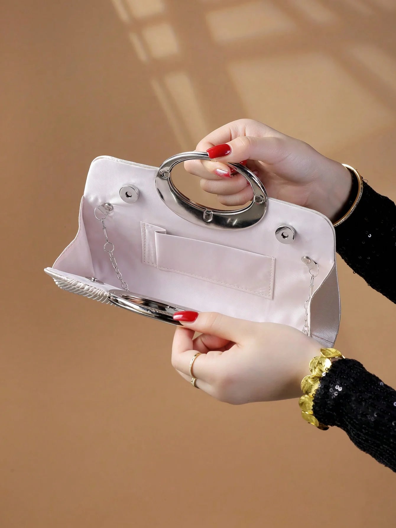 Elegant Design Sparkling Glitter With Simple Crystal Evening Wedding Crossbody Handbag Mssza